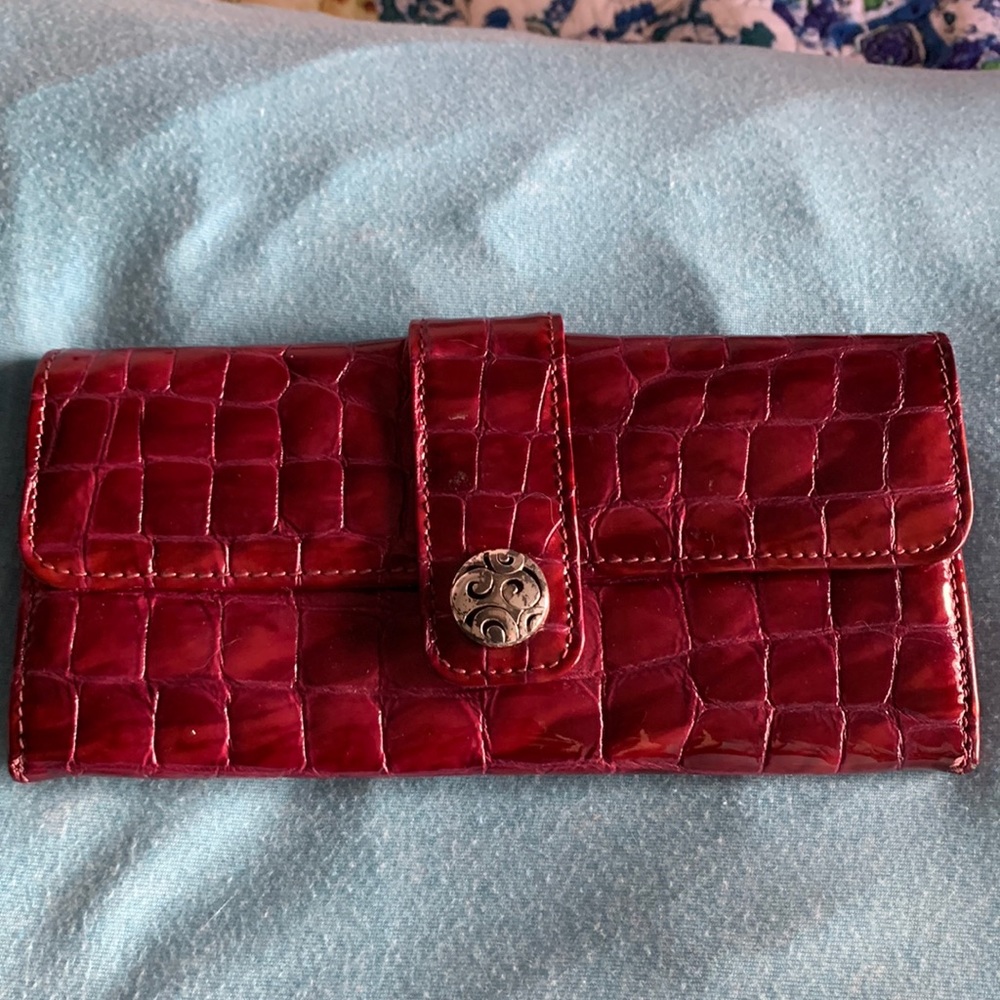 Brighton Red Croc-Embossed Patent Leather Wallet
